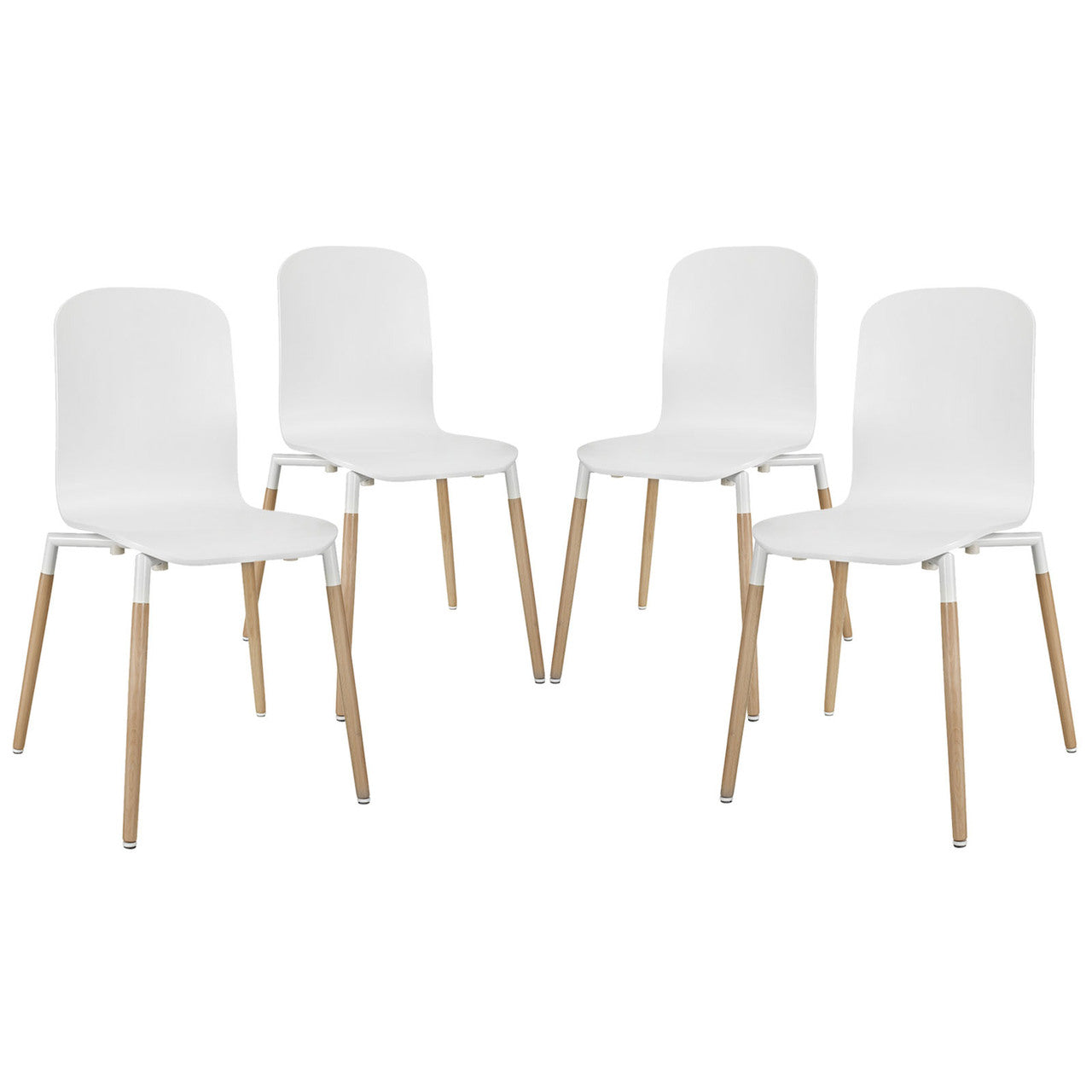 Stack Wood Dining Chairs Set of 4 in White