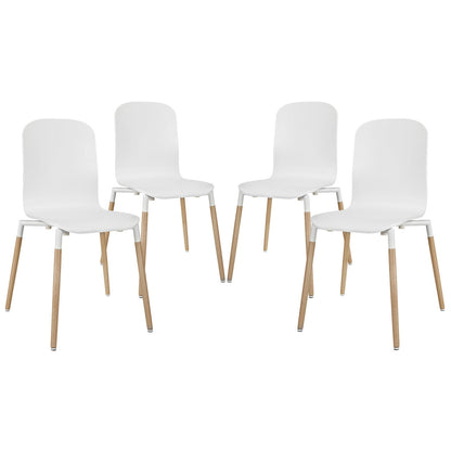 Stack Wood Dining Chairs Set of 4 in White