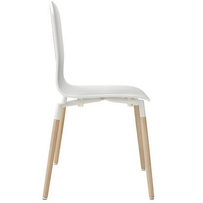 Stack Wood Dining Chairs and Table Set of 5 in White
