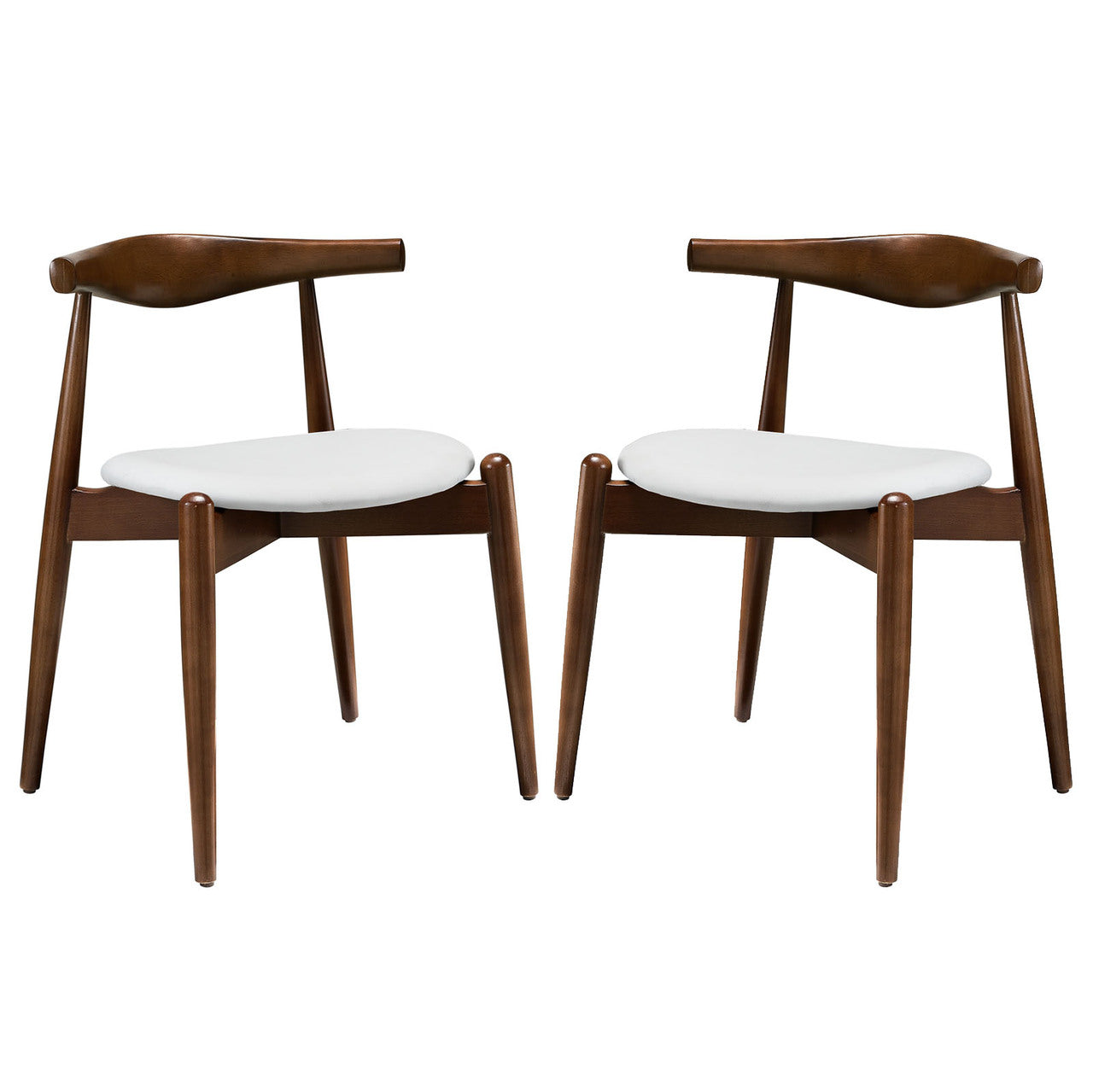 Stalwart Dining Side Chairs Set of 2 in Dark Walnut White