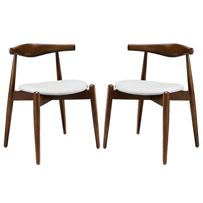 Stalwart Dining Side Chairs Set of 2 in Dark Walnut White