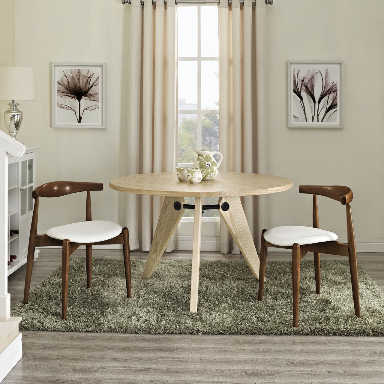 Stalwart Dining Side Chairs Set of 2 in Dark Walnut White