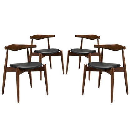 Stalwart Dining Side Chairs Set of 4 in Dark Walnut Black