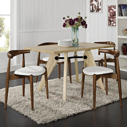 Stalwart Dining Side Chairs Set of 4 in Dark Walnut White