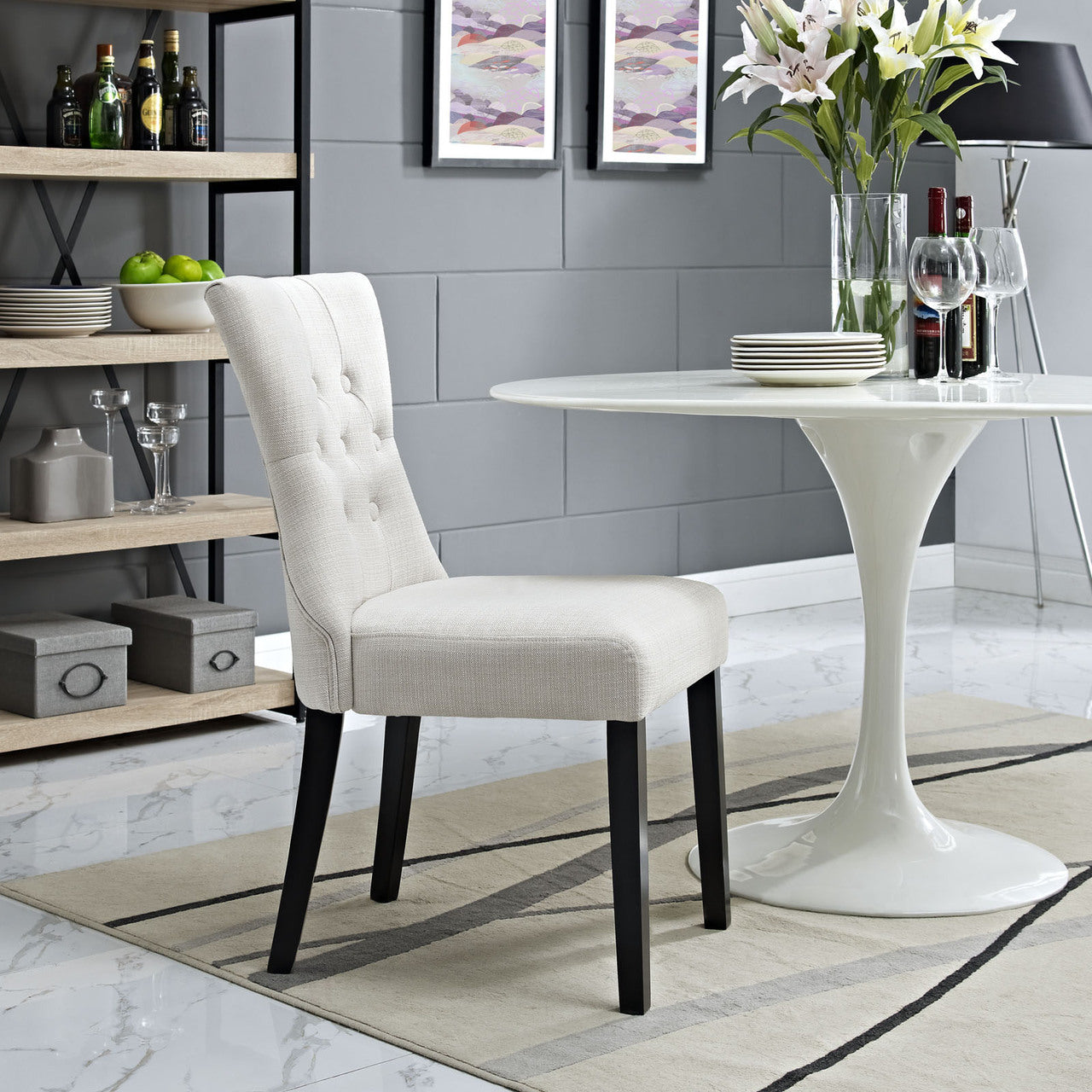 Silhouette Dining Side Chair, Beige Fabric