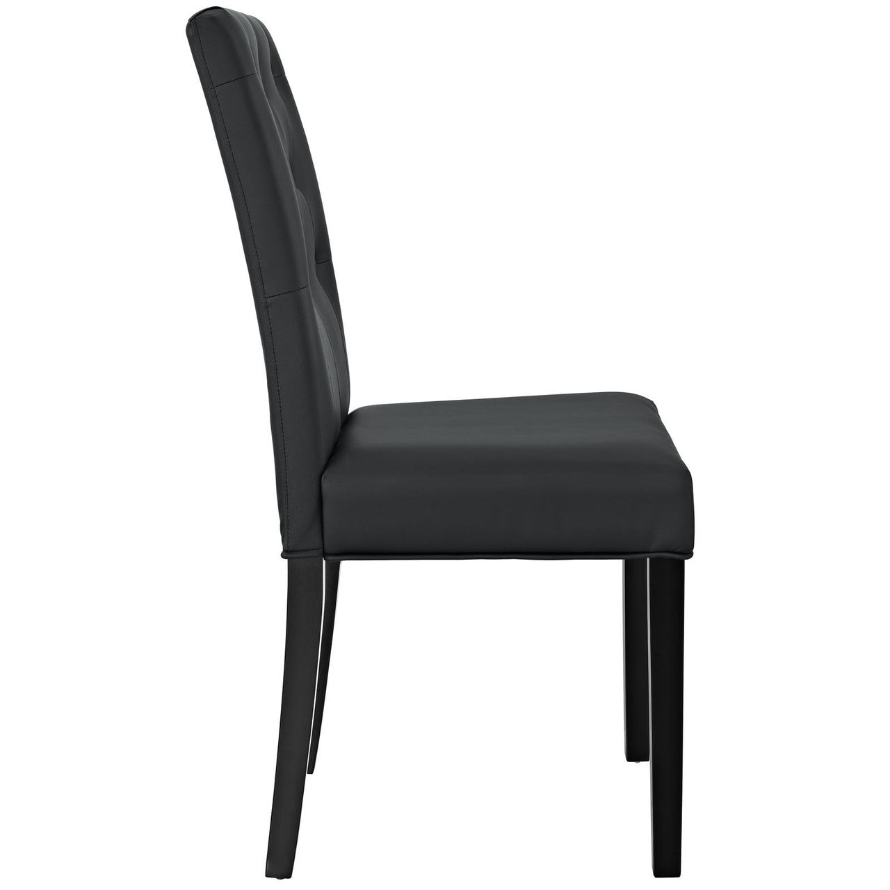 Confer Dining Vinyl Side Chair, Black Faux Leather