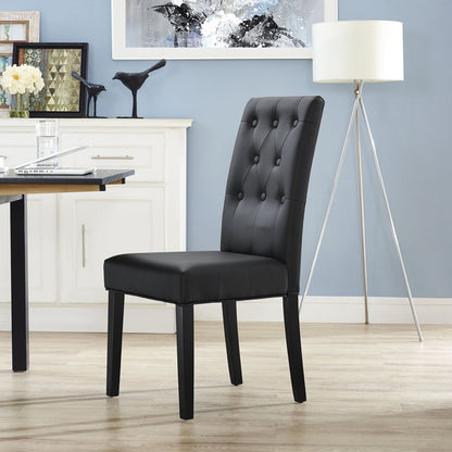 Confer Dining Vinyl Side Chair, Black Faux Leather
