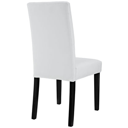 Confer Dining Vinyl Side Chair, White Faux Leather