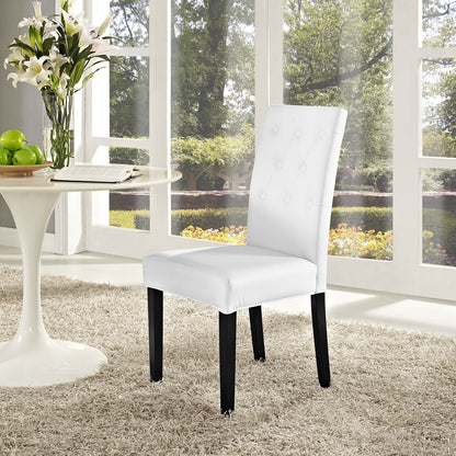 Confer Dining Vinyl Side Chair, White Faux Leather