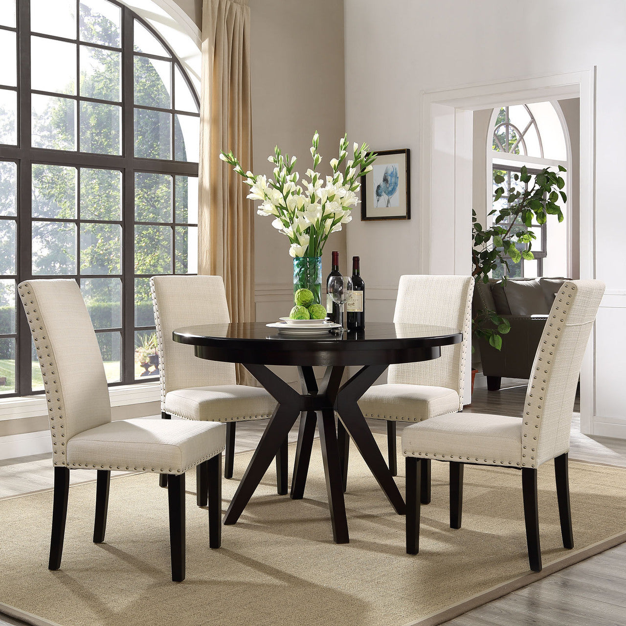 Parcel Dining Fabric Side Chair, Beige Fabric