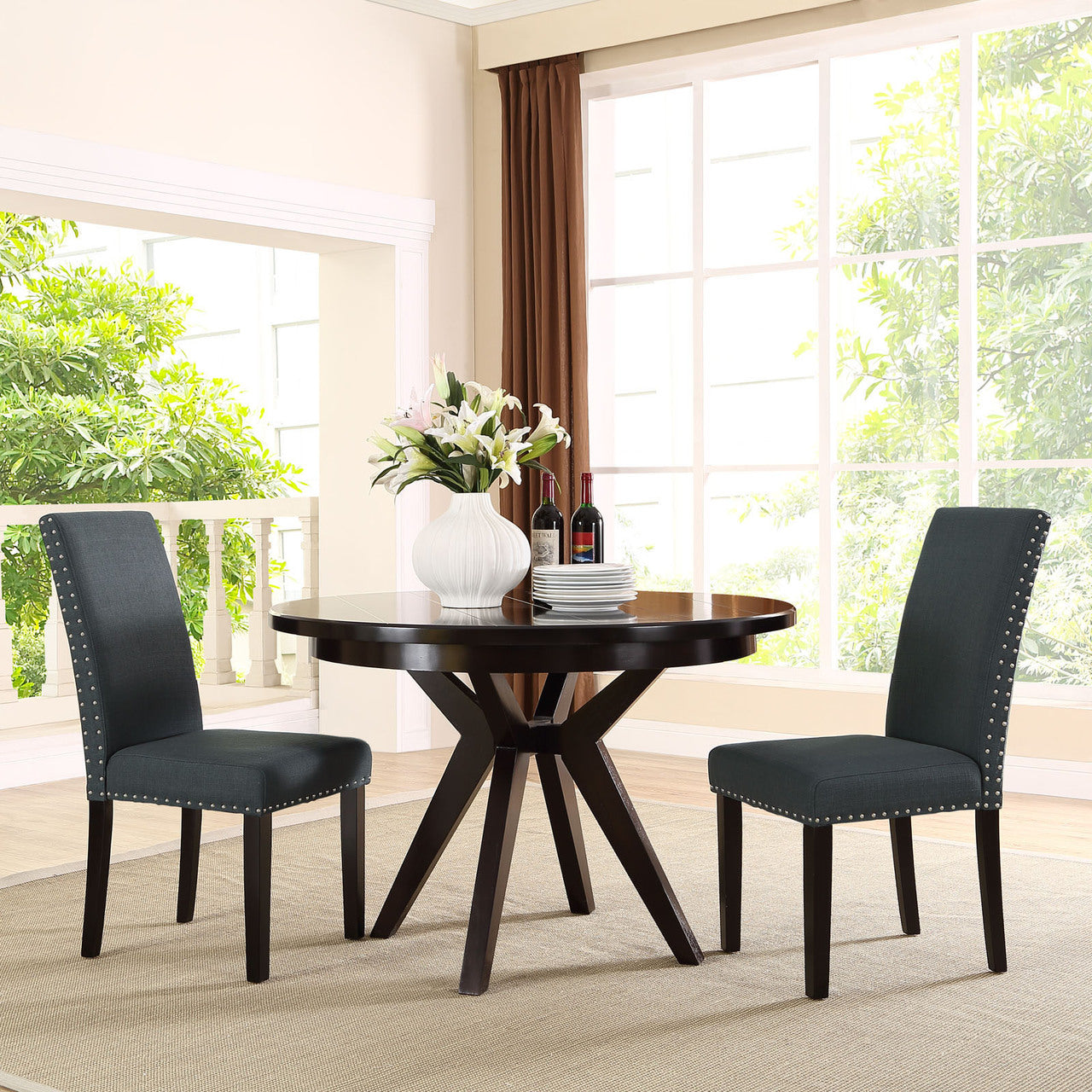 Parcel Dining Fabric Side Chair, Grey Fabric