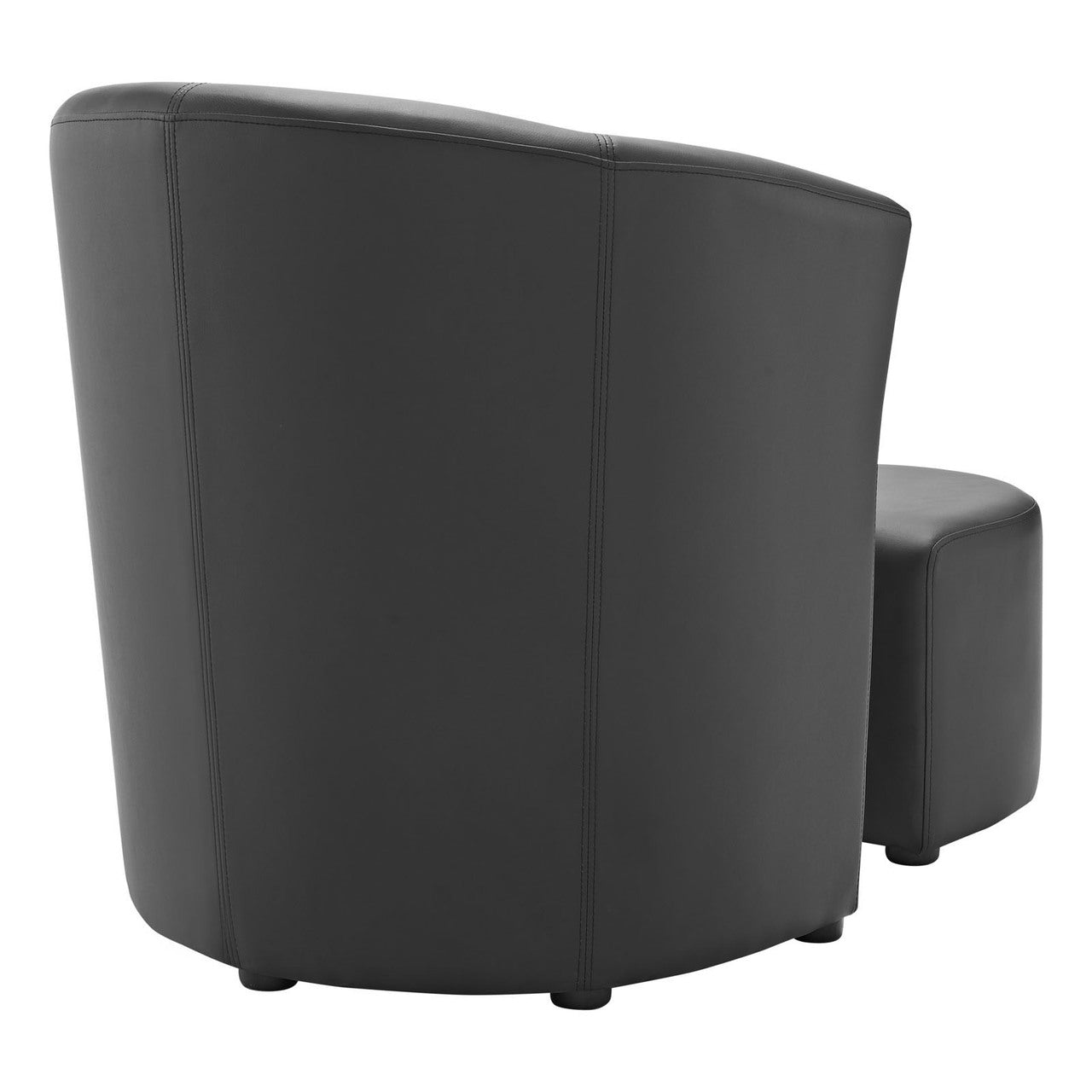 Divulge Armchair and Ottoman, Black Faux Leather
