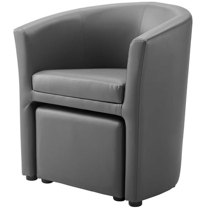 Divulge Armchair and Ottoman, Faux Leather, Grey Gray, 18093