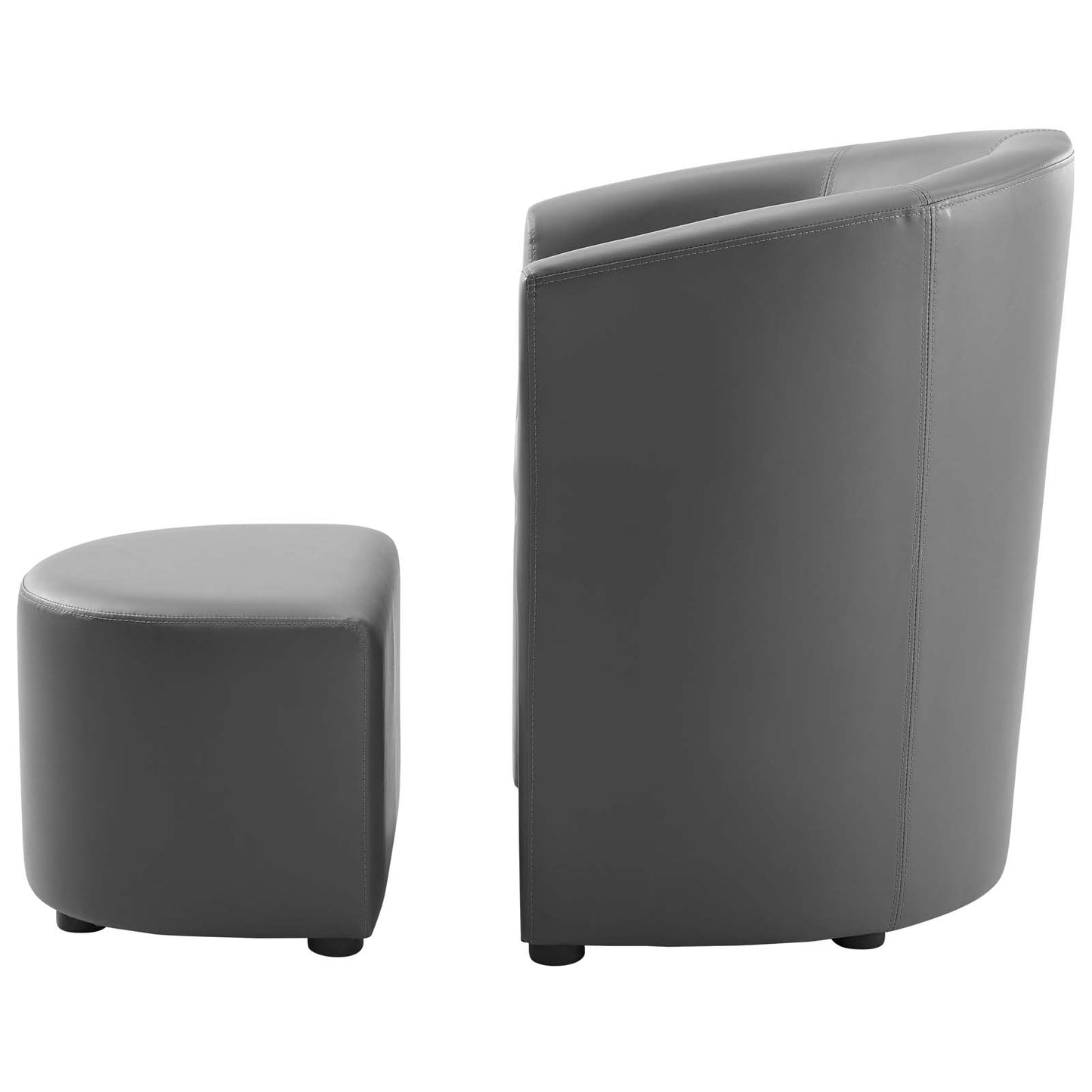 Divulge Armchair and Ottoman, Faux Leather, Grey Gray, 18093