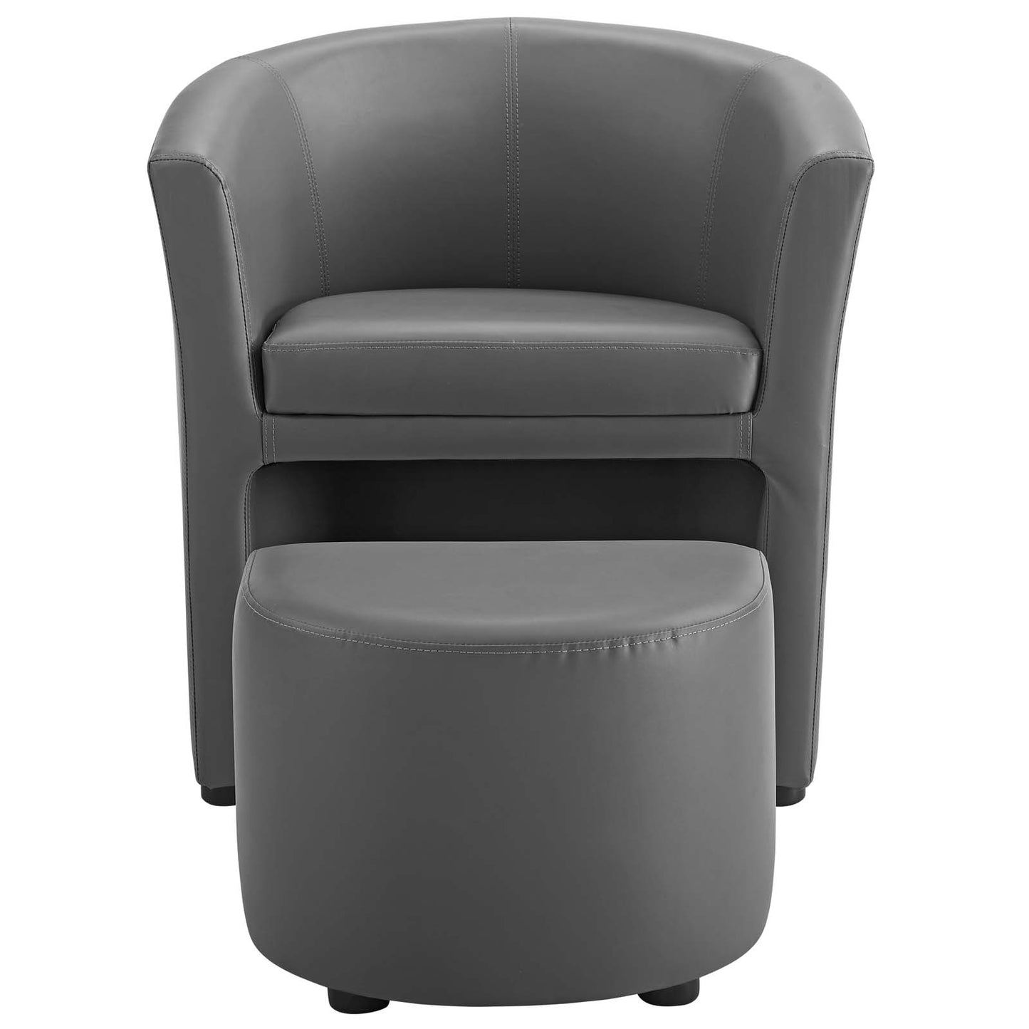 Divulge Armchair and Ottoman, Faux Leather, Grey Gray, 18093