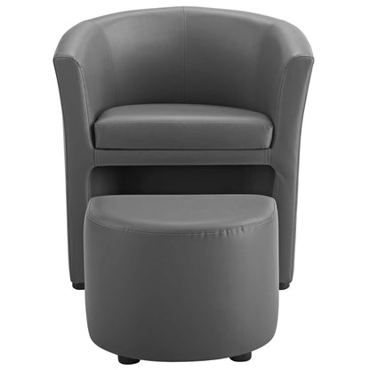 Divulge Armchair and Ottoman, Faux Leather, Grey Gray, 18093