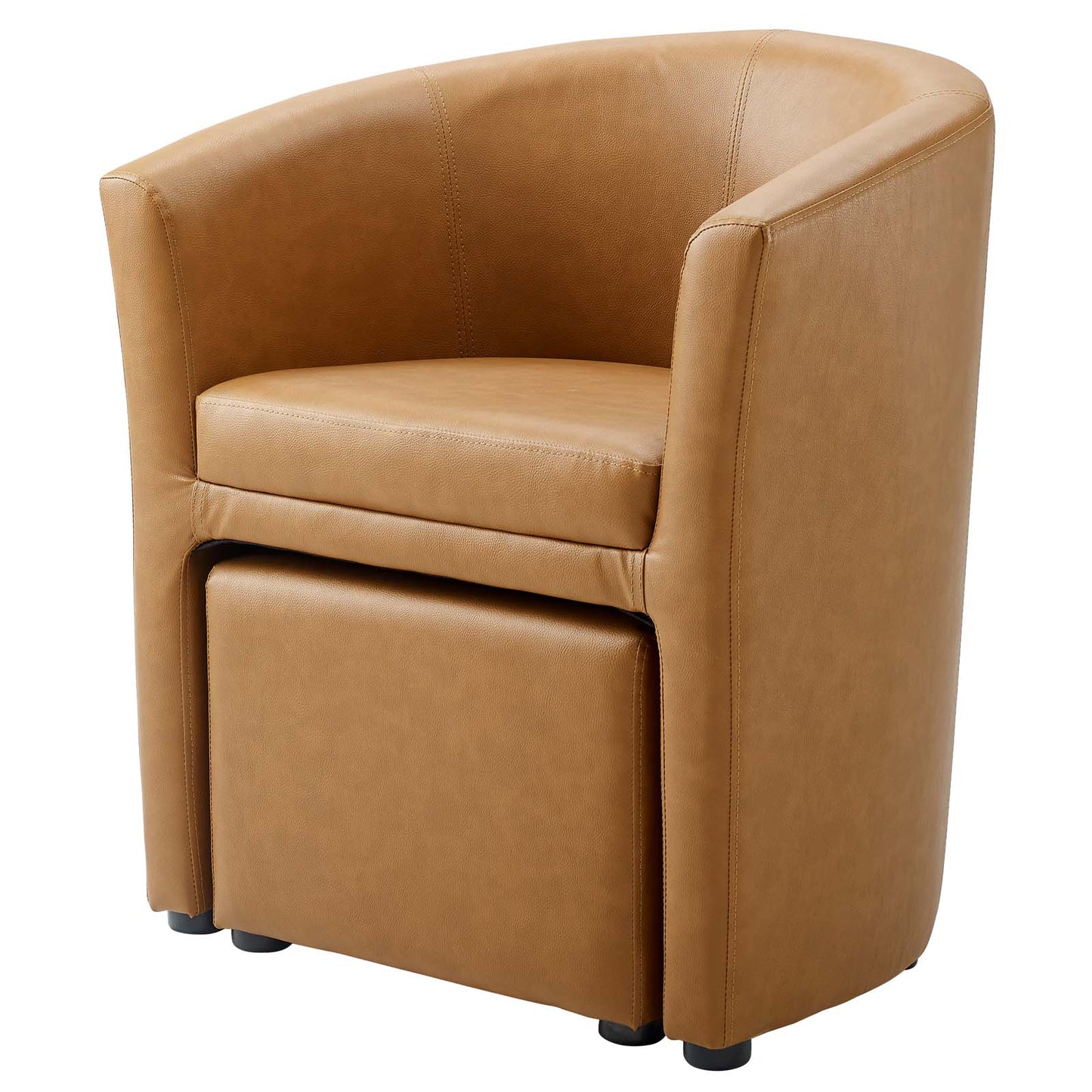 Divulge Armchair and Ottoman, Faux Leather, Tan, 18094