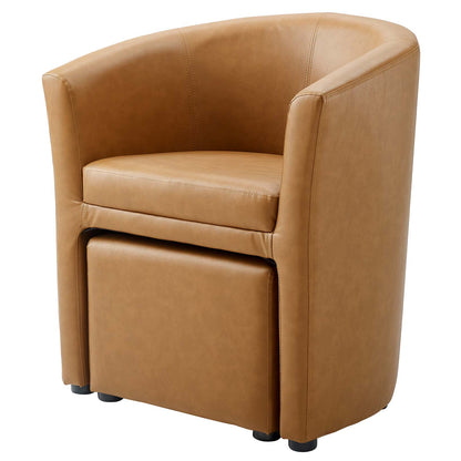 Divulge Armchair and Ottoman, Faux Leather, Tan, 18094