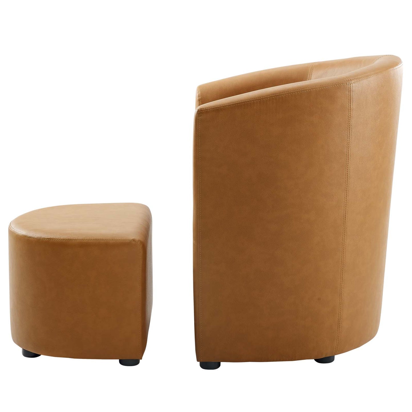 Divulge Armchair and Ottoman, Faux Leather, Tan, 18094