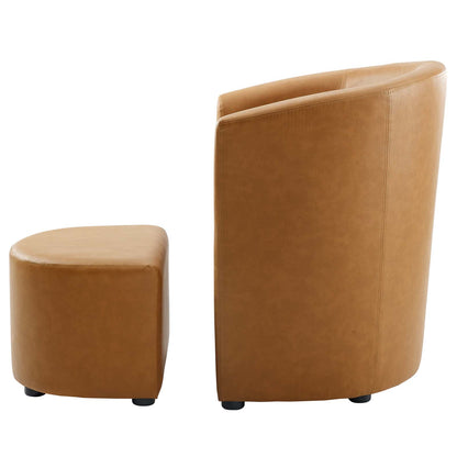Divulge Armchair and Ottoman, Faux Leather, Tan, 18094