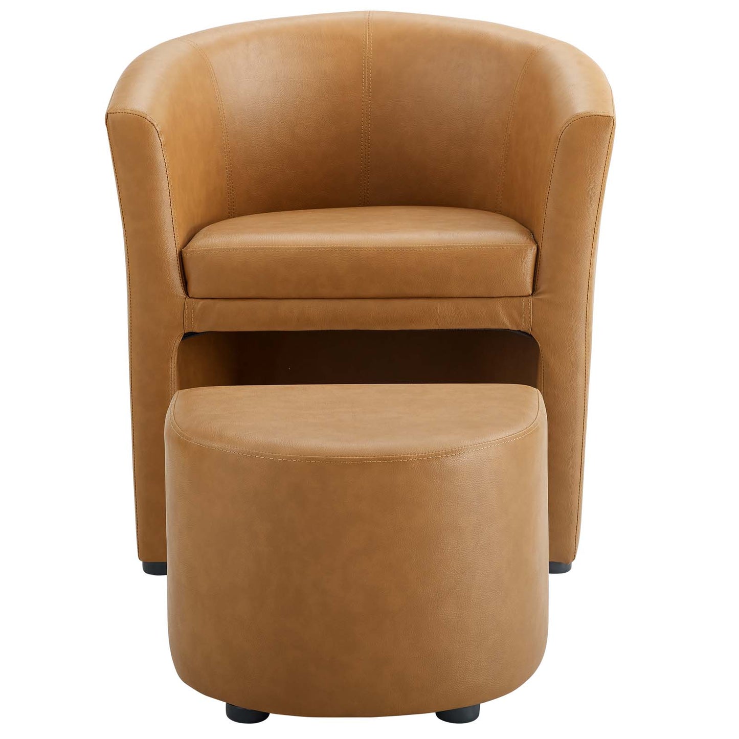 Divulge Armchair and Ottoman, Faux Leather, Tan, 18094