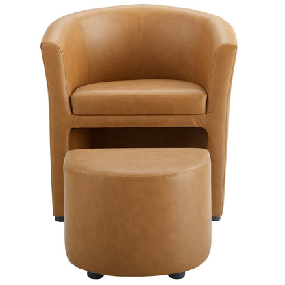 Divulge Armchair and Ottoman, Faux Leather, Tan, 18094