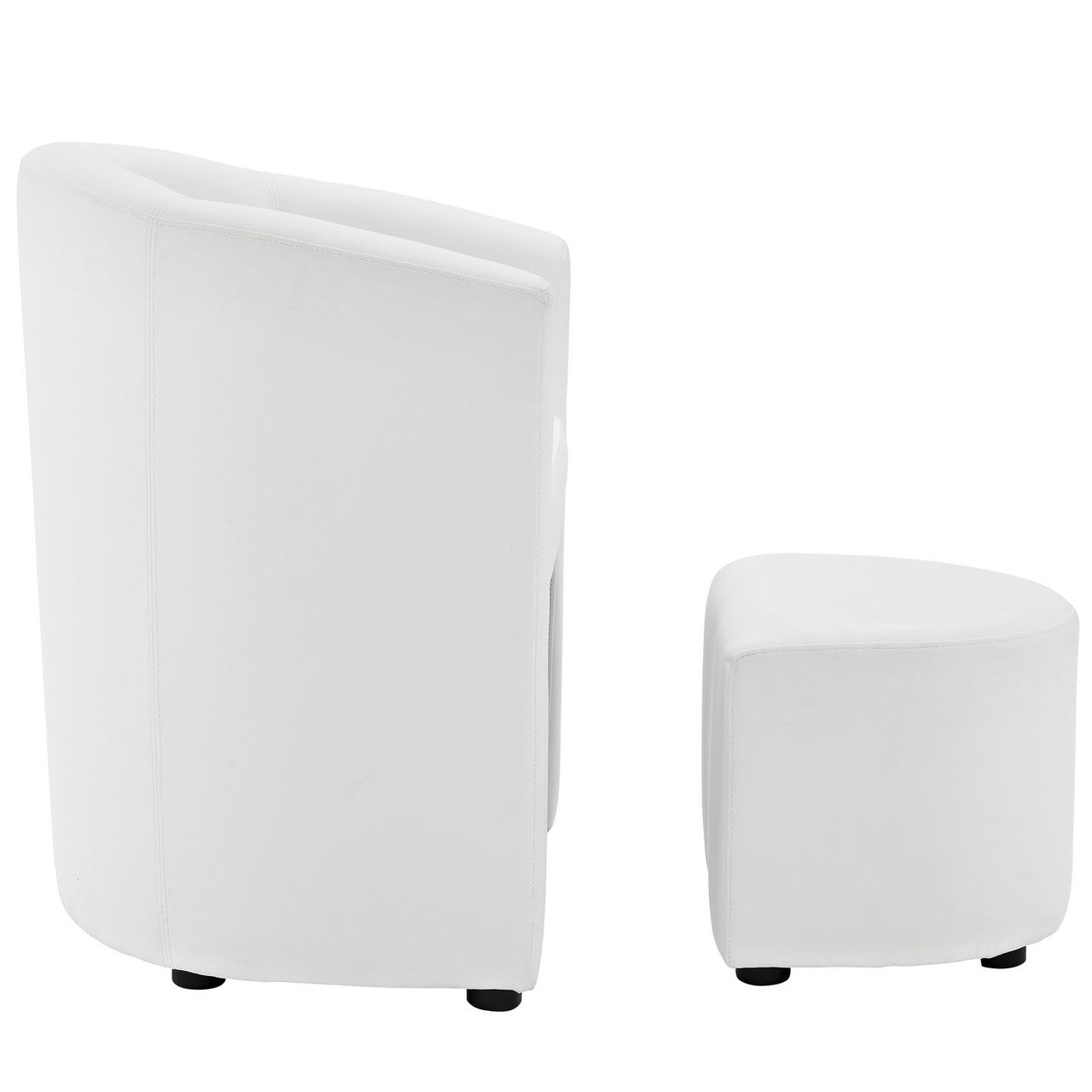 Divulge Armchair and Ottoman, White Faux Leather