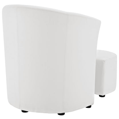Divulge Armchair and Ottoman, White Faux Leather