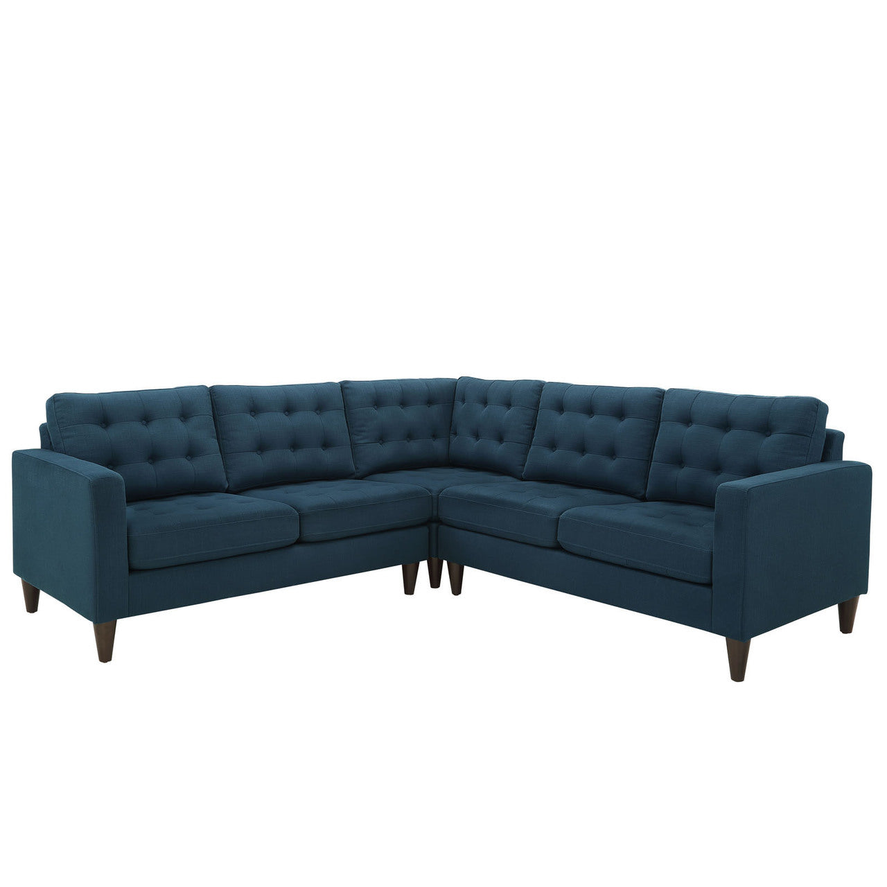 Empress 3 Piece Fabric Sectional Sofa Set, Navy Fabric