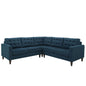 Empress 3 Piece Fabric Sectional Sofa Set, Navy Fabric