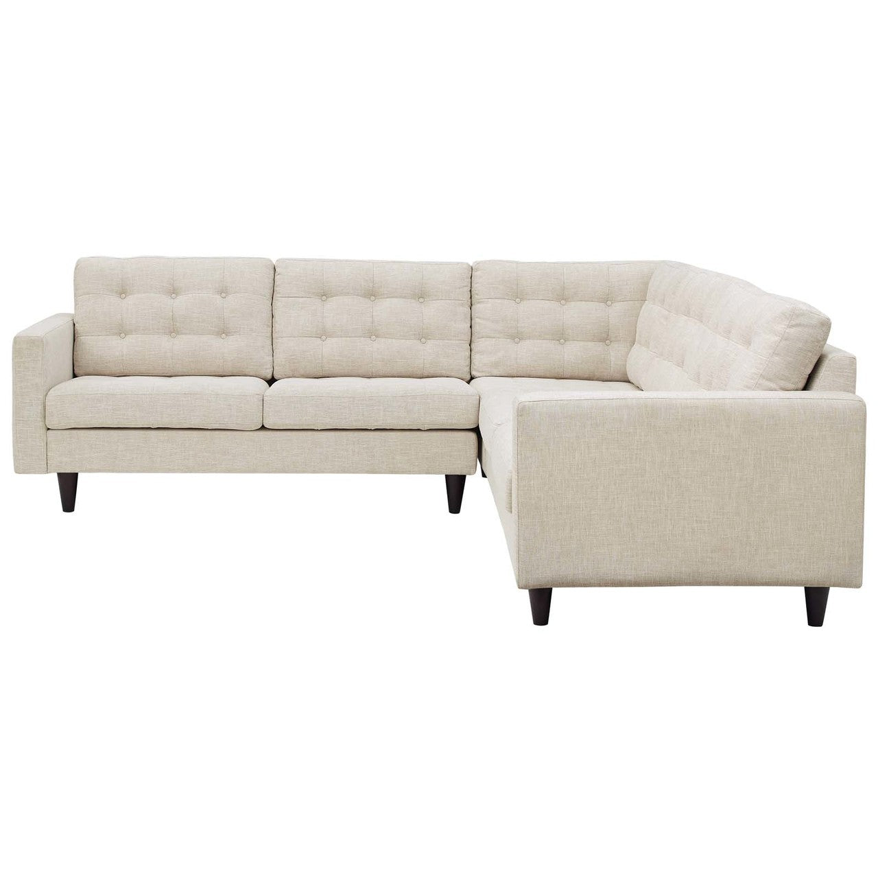 Empress 3 Piece Upholstered Fabric Sectional Sofa Set, Fabric, Beige 13259