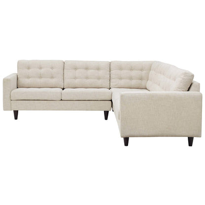 Empress 3 Piece Upholstered Fabric Sectional Sofa Set, Fabric, Beige 13259