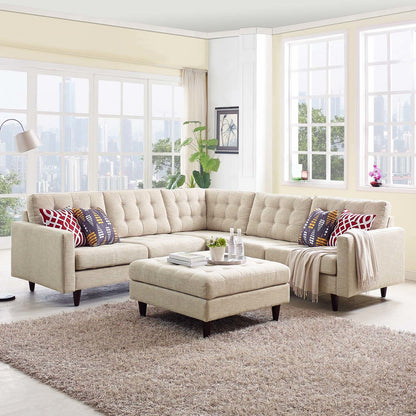 Empress 3 Piece Upholstered Fabric Sectional Sofa Set, Fabric, Beige 13259