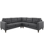 Empress 3 Piece Fabric Sectional Sofa Set, Grey Fabric