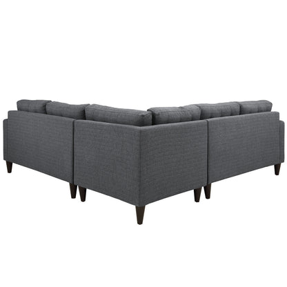 Empress 3 Piece Fabric Sectional Sofa Set, Grey Fabric