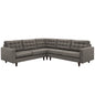 Empress 3 Piece Fabric Sectional Sofa Set, Granite Grey Fabric