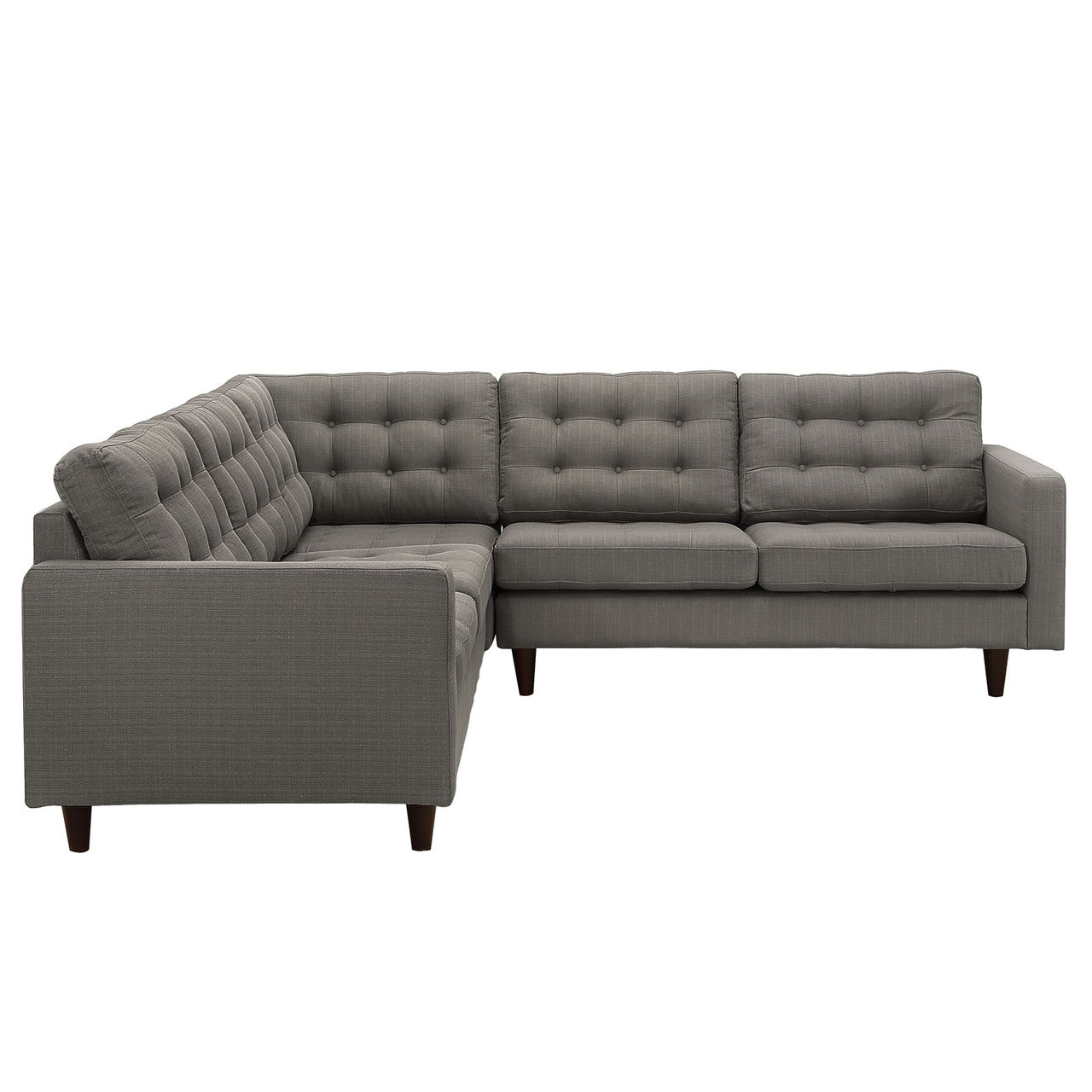 Empress 3 Piece Fabric Sectional Sofa Set, Granite Grey Fabric