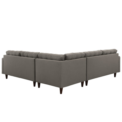 Empress 3 Piece Fabric Sectional Sofa Set, Granite Grey Fabric