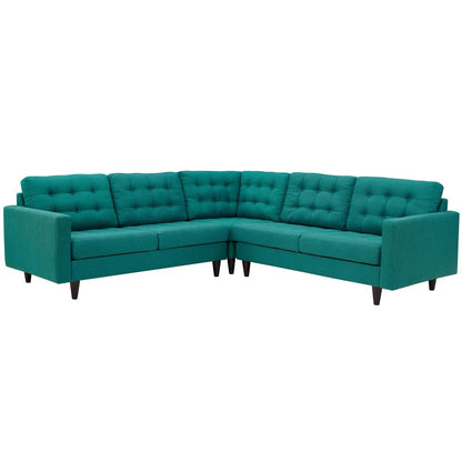 Empress 3 Piece Upholstered Fabric Sectional Sofa Set, Fabric, Aqua Blue 13260