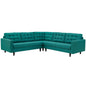 Empress 3 Piece Upholstered Fabric Sectional Sofa Set, Fabric, Aqua Blue 13260