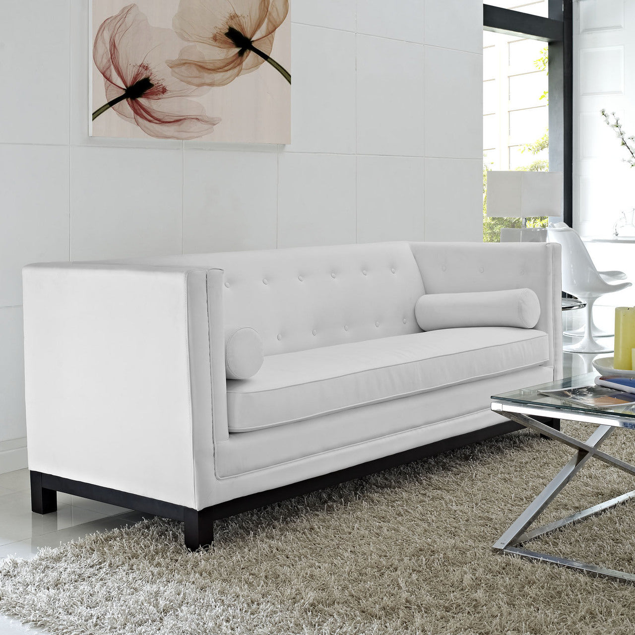 Imperial Sofa, White Leather