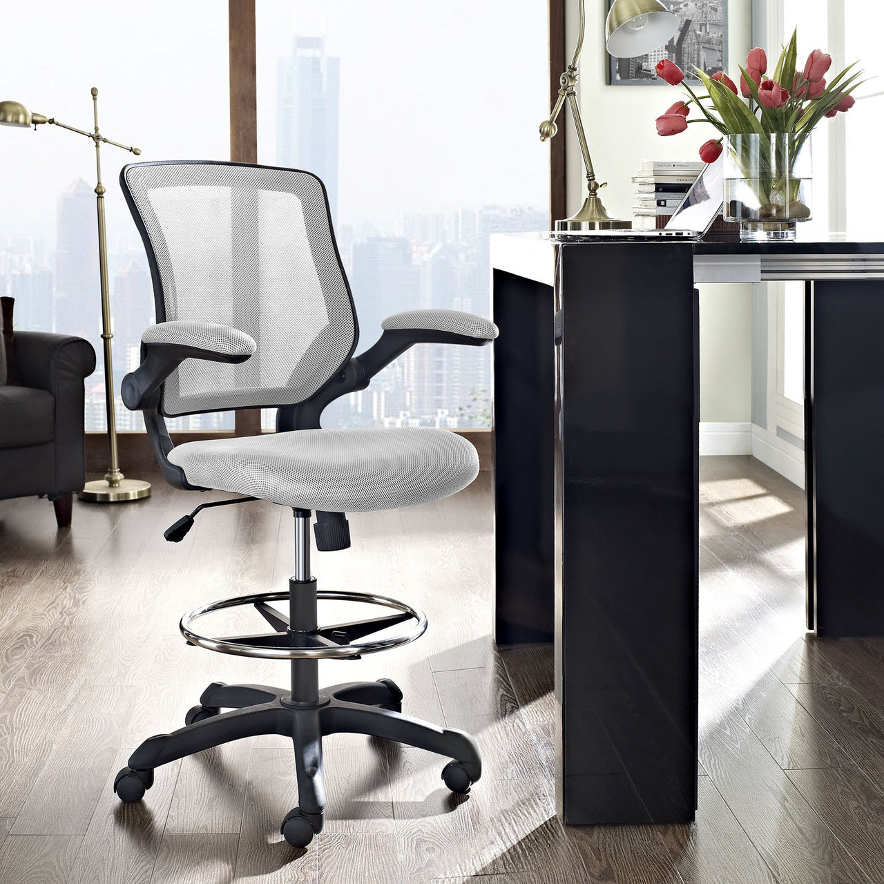 Veer Drafting Stool in Gray