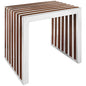 Gridiron Small Wood Inlay Bench, Brown Metal