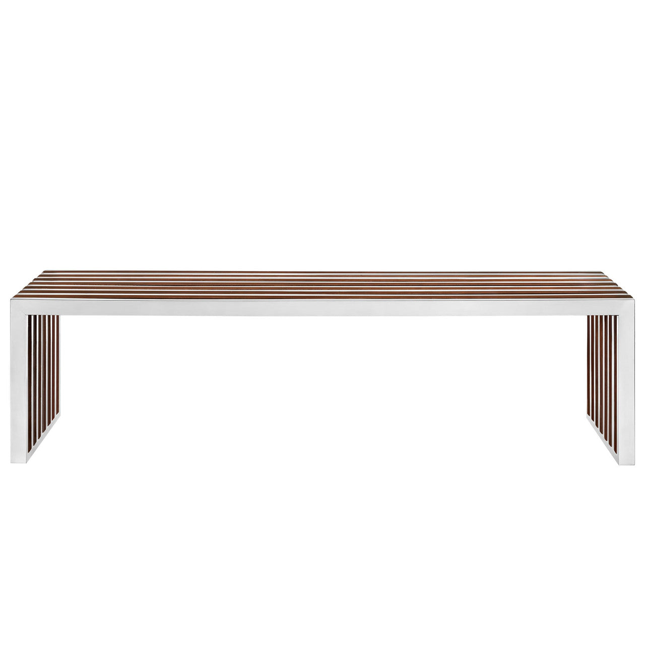Gridiron Wood Inlay Large Bench in Walnut