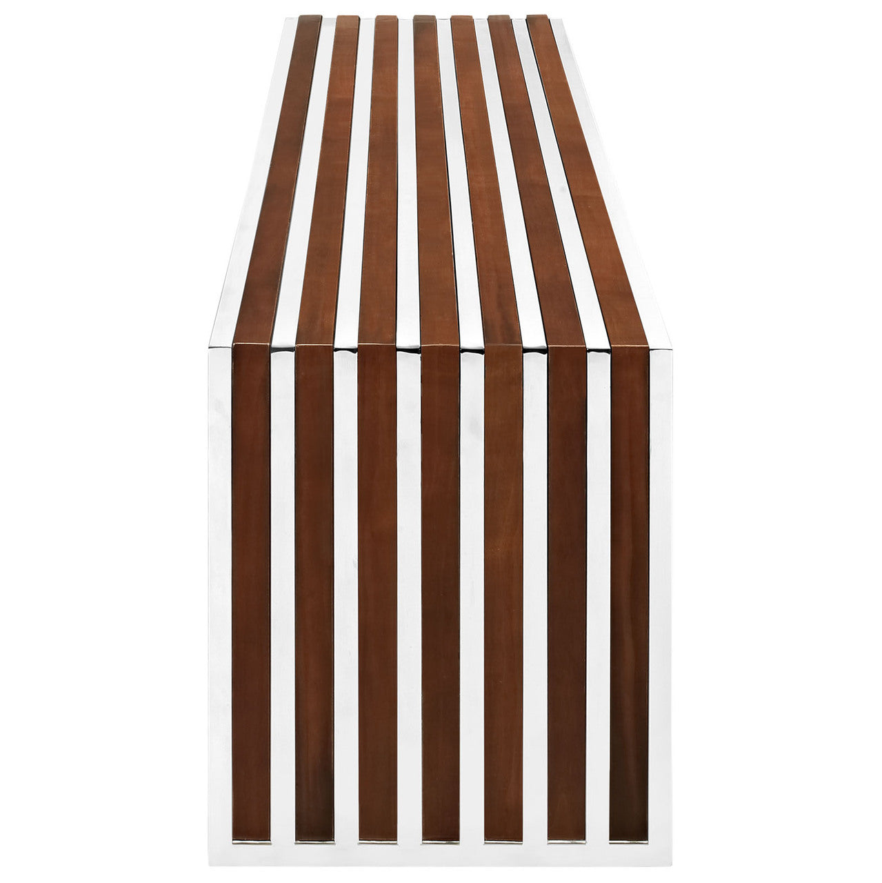 Gridiron Wood Inlay Large Bench in Walnut