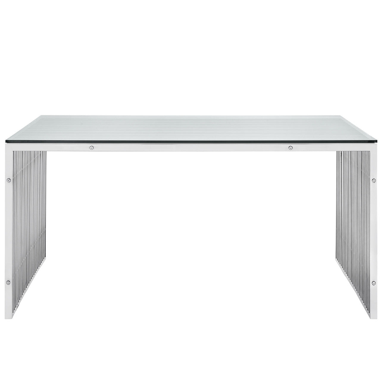 Gridiron Stainless Steel Dining Table in Silver