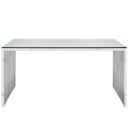 Gridiron Stainless Steel Dining Table in Silver