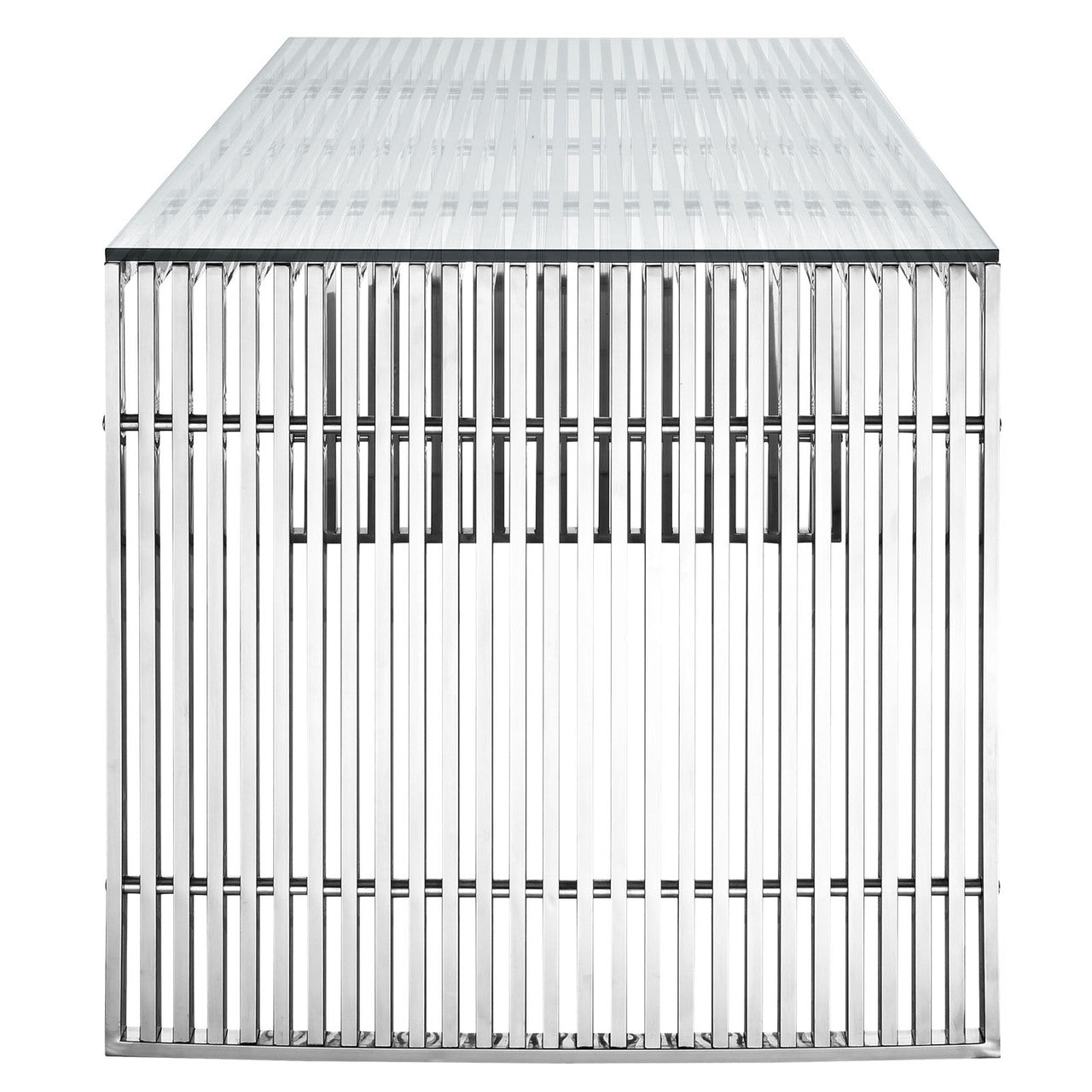 Gridiron Stainless Steel Dining Table in Silver
