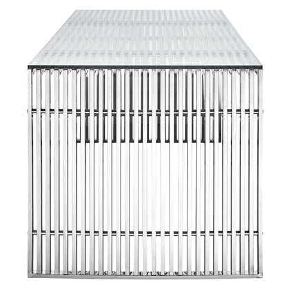 Gridiron Stainless Steel Dining Table in Silver