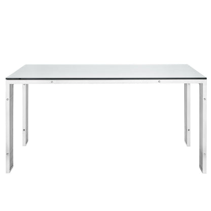 Gridiron Stainless Steel Dining Table in Silver EEI-1434-SLV